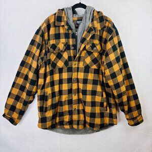 Smith's Workwear Mens Sz XXL Flannel Jacket Fleece Lined Hood Zip & Button